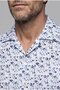 Navy Blue Regular Fit Linen Pocketless Short Lapel Collar Shirt - 3