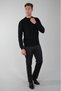 Black Half Turtleneck Zipper Detailed Jacquard Men's Knitwear - 5