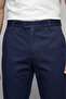 Navy Blue Cotton Open Pleatless Sports Trousers with Pockets - 5