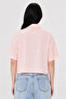 Women's Polo Collar Drop-Shoulder Summer Printed Cropped Blouse Powder - 5