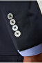 Navy Blue Wool Buttoned Classic Woven Mono Collar Double Slit 6 Drop Suit - 5