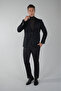 Black Wool Buttoned Comfort Woven Mono Collar Double Slit 6 Drop Blazer Jacket - 5