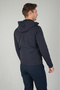 Leather Detailed Regular Fit Men's Navy Blue Coat - 2