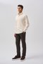 Ecru Regular Fit Cotton Pocketless Long Sleeve Italian Collar Shirt - 2