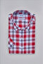 Red Regular Fit Cotton Linen Patterned Pascha Collar Shirt - 3