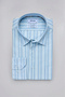 Blue Regular Fit Cotton Striped Sport Collar Shirt - 3