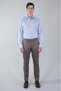 Blue Long Sleeve Italian Collar Pocketless Men's Shirt - 5