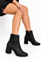 Sery Low Heel Women's Heeled Boots Black Leather - 2
