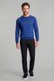 Navy Blue Cotton Long Crew Neck Sweater - 3