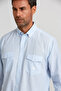 Men's Blue Shirt with Regular Fit Long Sleeve Pasha Collar Sleeves - 4