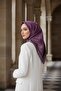 100% Twill Silk Scarf 90X90 Lilac Baroque Patterned Hand Stitched Women's Scarf - 2