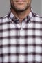 Burgundy Modern Fit Cotton Buttoned Italian Collar Plaid Shirt - 3