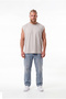 Men's Oversize Crew Neck Basic Undershirt in Painting Gray - 4