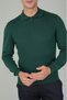 Green Regular Fit Wool Zippered Polo Collar Jacquard Knitwear - 5