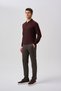 Studio Men's Polo Neck Zippered Knitwear Claret Red - 2