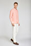 Orange Regular Fit Cotton Linen Long Sleeve Shirt - 4