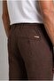 Brown Linen Jogger Drawstring Sports Pants - 3