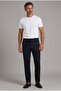 Navy Blue Linen Jogger Drawstring Sports Pants - 3