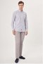 Regular Fit Long Sleeve Gray Striped Sports Men's Shirt - 3