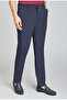 Navy Blue Pocketed Lace-Up Jogger Elastic Comfortable Sports Pants - 3