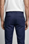 Navy Blue Cotton Open Pleatless Sports Trousers with Pockets - 2