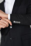 Black Wool Buttoned 6 Drop Mono Collar Double Slit Suit - 4