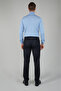 Navy Blue Wool Flannel Regular Fit Classic Men's Trousers - 2