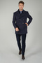 Navy Blue Viscose Double-Breasted Button Detailed Coat - 5