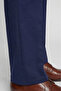 Navy Blue Cotton Open Pleatless Sports Trousers with Pockets - 3