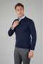 Navy Blue Wool Buttoned Polo Collar Knitwear