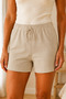 Stretchy Ribbed Cotton Lycra Camisole Women's Shorts - Light Beige - 2
