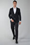 Black Wool Buttoned Comfort Woven Mono Collar Double Slit 4 Drop Blazer Jacket - 5