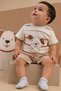 Cute Dog Print Striped T-Shirt and Shorts Set - 3