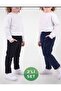 Unisex Girls Boys 2-Piece School Sweatpants Black Navy Blue with Pockets 3 Yarn Combed Cotton Without Pockets 6-16 Years Old - 2