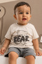 Teddy Bear Printed T-Shirt and Shorts Set with Embroidery Detail - 2
