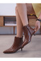 Rhea Flora Women's Pointed Toe Heeled Boots 0012415 3D Printed Brown - 2