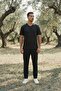 Men's Summer Trend Cotton Basic V-Neck Black T-Shirt - 4