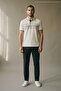 Men's Cotton Patterned Comfortable White Polo Collar T-Shirt - 4