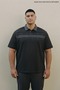 Men's Plus Size Black Polo Collar Printed T-Shirt