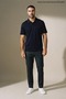 Men's Classic Navy Blue Polo Collar T-Shirt with Buttoned Pockets - 3