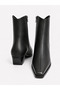 Women's Black Leather Daily Short Heeled Boots