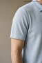 Men's Self-Striped Comfortable Blue Polo Collar T-Shirt - 5