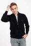 Men's Middle-Aged and Older Knitwear Knitted Acrylic Zippered Winter Dad Cardigan 2073-Navy Blue
