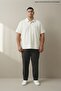 Men's Plus Size Basic White Polo Neck T-Shirt with Pockets