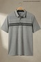 Men's Large Size Gray Polo Collar Printed T-Shirt - 3