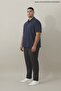 Men's Large Size Loose Basic Navy Blue Polo Neck T-Shirt - 2