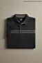 Men's Plus Size Black Polo Collar Printed T-Shirt - 5