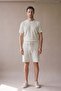 Men's Casual Patterned Premium Summer Green Linen T-Shirt - 4