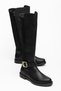Women's Black Diving Fabric Knee-High Boots with Thermo Sole and Buckle Detail - 3