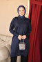 Navy Blue Cold Yarn Knitwear Tunic - 4